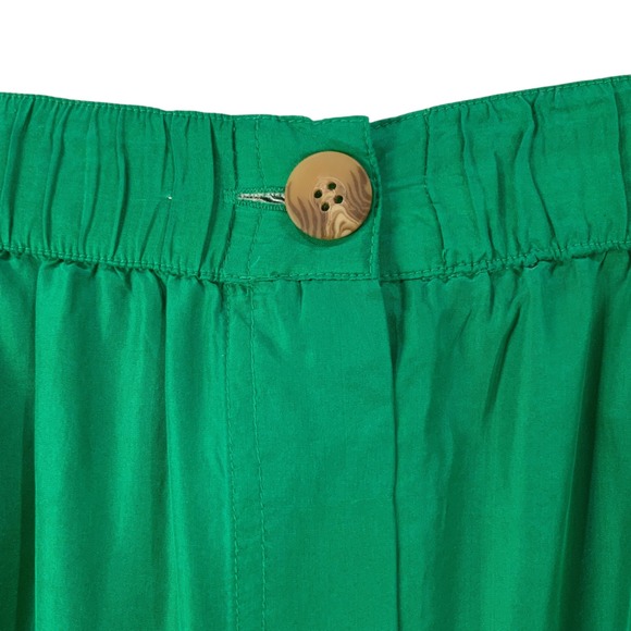 CHAUS Green Midi Skirt Button Front Elastic Waist 100% Silk Women's Size L - Picture 3 of 5